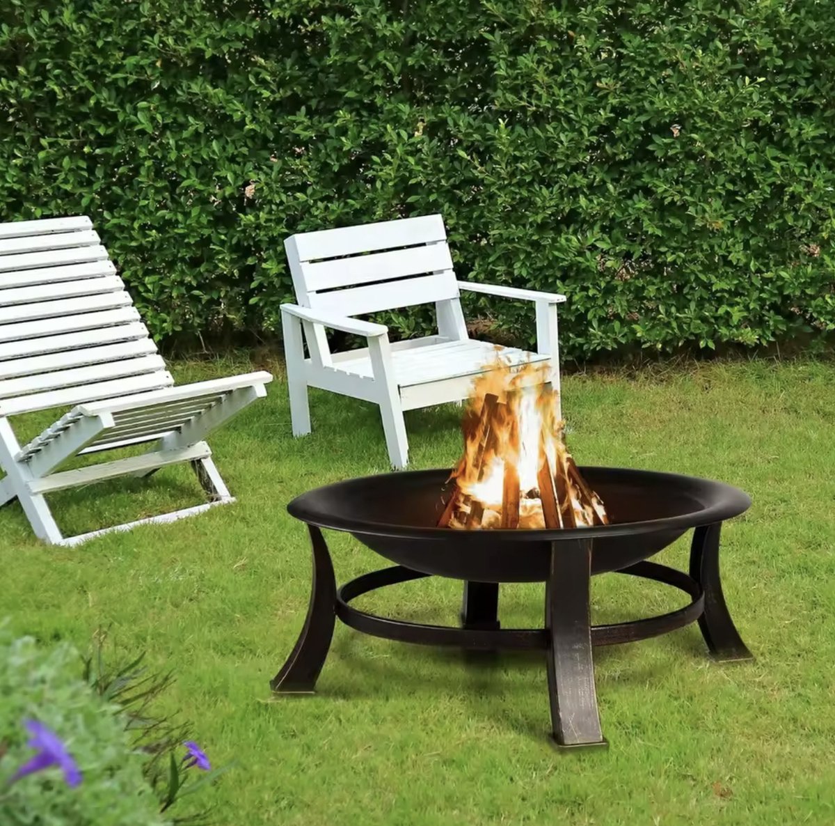 Vuurschaal - BBQ - Vuurtafel - Vuurkorf - BBQ rooster - 2in1 - Outdoor vuurschaal - Pook - Draagbaar - Zwart