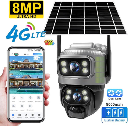 Beveiliging camera zonne-energie - Draaibare camera - Waterdicht - Nachtzicht - Met microfoon - Met app - Spraakintercom