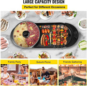 Grillplaat - Elektrische Barbecue - BBQ Elektrisch - Grill Apparaat - Inclusief Pan - 2-in-1 - Bakplaat Elektrisch - Hot Pot - Instelbare Temperatuur - Temperatuurregelaar