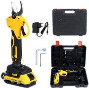 Elektrische Snoeischaar Incl - Opbergkoffer en Accu’s - 30mm Snijdiameter - Professioneel Heggenschaar op Batterij - Draadloos Elektrisch Takkenschaar - Tuin Snoei Schaar voor Knippen & Snoeien van Heggen & Takken - Tuinschaar - 1500W - Geel