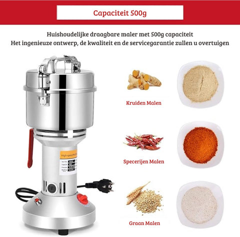 Professionele Notenmaler – Notenpers – Kruiden Malen – Poedermachine – Voor Horeca & Thuis – 500 Gram – 2500W