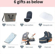 Luxe Kinderwagen 3 in 1 - Draagbaar, Opvouwbaar met Hoog Landschap - Aluminium Frame - Voor Pasgeborenen - Khaki