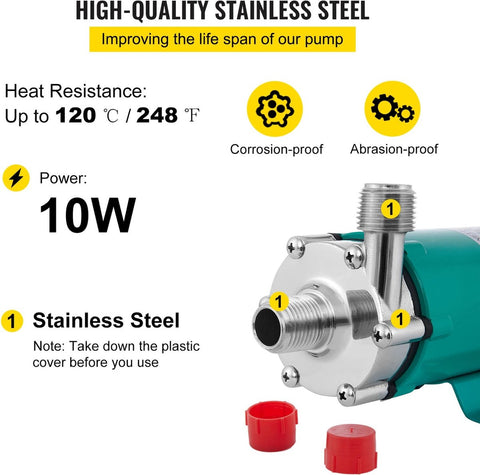 Bier - Bierpomp - Elektrisch - Stille motor -19L/min - Max Opvoerhoogte 3,4m - RVS