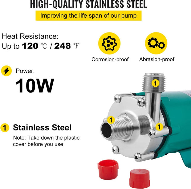 Bier - Bierpomp - Elektrisch - Stille motor -19L/min - Max Opvoerhoogte 3,4m - RVS