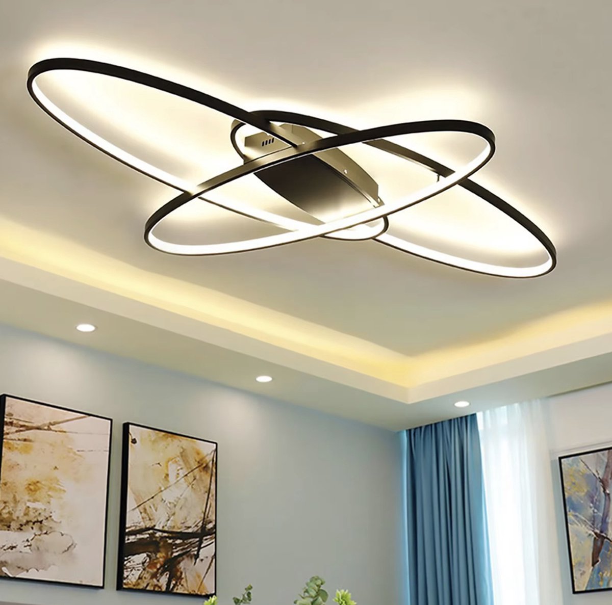 Design plafondlamp - Plafondlamp - Modern - LED - 3 kleuren dimbaar - Aluminium - Zwart