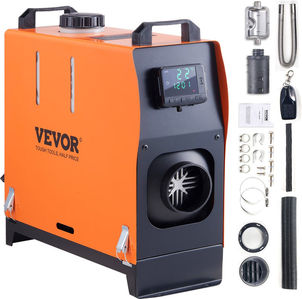 Air Diesel Standkachel - 5KW - 12V - Auto Heater - Luchtverwarmer - met Digitaal-display en Afstandsbediening - voor Boten, Vrachtwagen, Auto's, Campers - Oranje