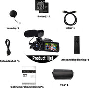 4K Ultra HD - Handycam Camcorder - 2 in 1 Set Met Externe Microfoon - 42 megapixels HD-digitale camera 18X digitale zoom 3,0 inch scherm met flits - Inclusief 2 Batterijen En Afstandsbediening