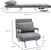 Slaapstoel - Uitklapbaar - Slaapbank - Logeerbed - Zetelbed - Slaapfauteuil - Vouwbed - 1 persoons - Zeer comfortabel - Grijs