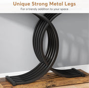 Console Tafel - Dressoirtafel met Geometrische Metalen Poten - Industrieel - Bijzettafel - Hout en Metaal - Zwart en Bruin - 30 x 100 x 80 cm