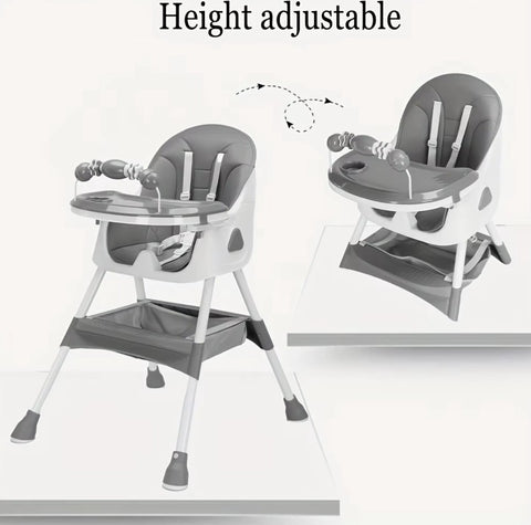 Kinderstoel - Babystoel - Baby stoel - Baby eetstoel - babystoel voor aan tafel - Opvouwbaar - Verstelbaar - Met speelboog - Grijs