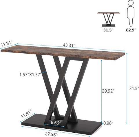 Console Tafel - Dressoirtafel - Industrieel - Bijzettafel - Hout en Metaal - Zwart en Bruin - 30 x 110 x 80 cm