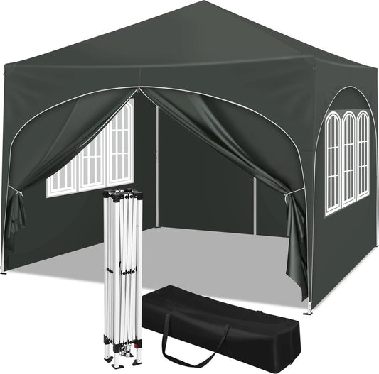 Party tent - 3x3 m - Side walls - Easy to set up - Pavilion - Foldable - Waterproof - With carrying bag - Dark gray