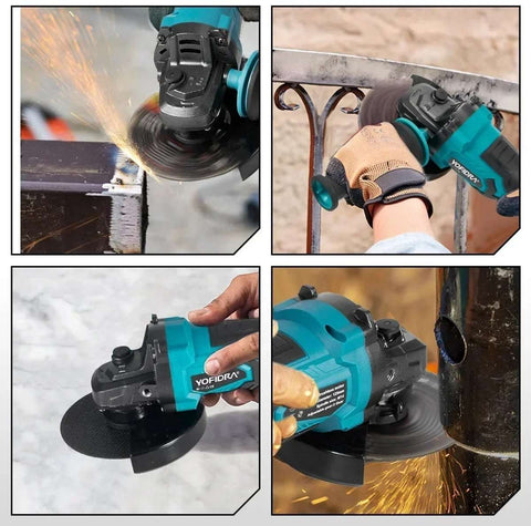 Slijpmachine - Haakse Slijper - Slijper - Elektrische Slijper - 2x Accu - Met Koffer - Met Accessoires - Blauw