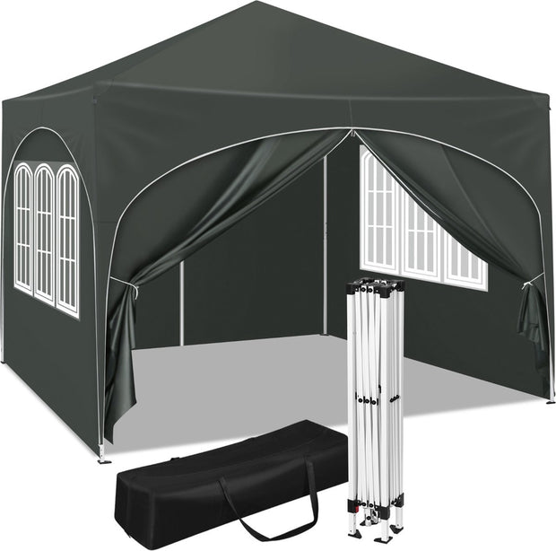 Partytent - Partytent met zijwanden - Opvouwbaar - Paviljoen - Waterdicht - 3x3 m -Grijs