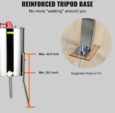 Honing - Extractor - Honing Extractor - Manueel - Honingslinger - 3 Frames - Honing centrifuge - Handmatig - Roestvrij Staal