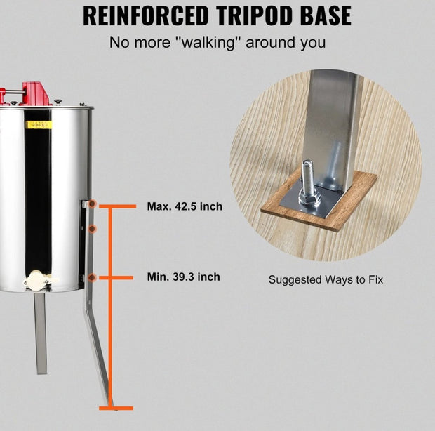 Honing - Extractor - Honing Extractor - Manueel - Honingslinger - 3 Frames - Honing centrifuge - Handmatig - Roestvrij Staal