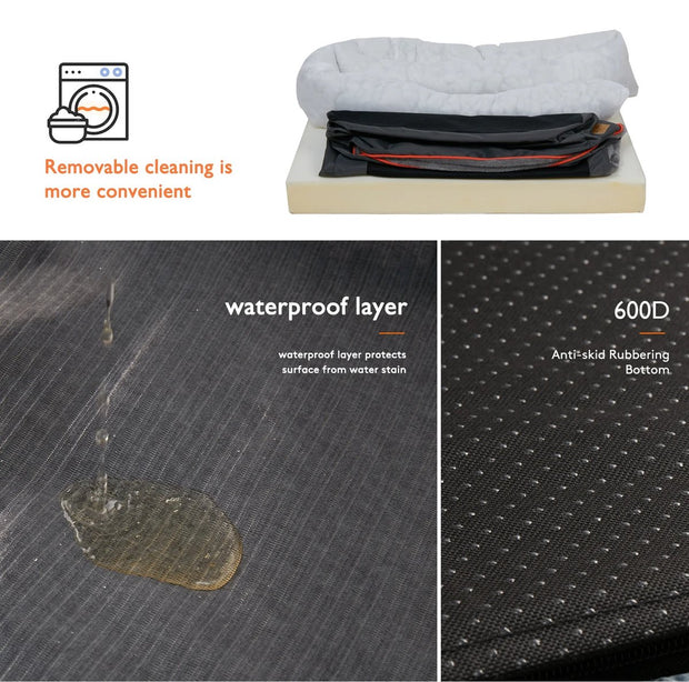 Hondenkussen XL - Orthopedisch hondenbed - 97x72x29,5cm - Premium Foam - Antislip Oxforddoek - Wasbaar - Waterdicht - Lounger - Grijs