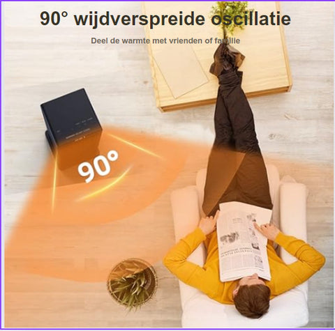 Elektrische Kachel - Keramische Ventilatorkachel - Oververhittingsbeveiliging - Energiebesparend - Zwart