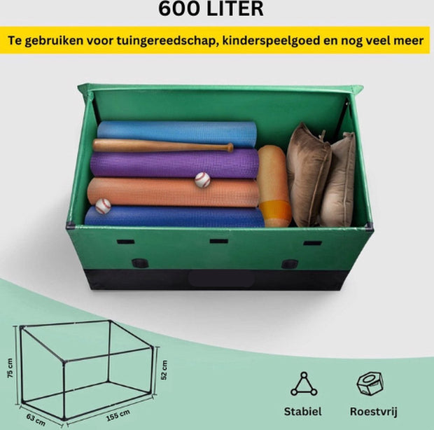 Opbergdoos - Opbergbox Tuin - Opbergbox Buiten - Opbergbox Tuinkussenbox - Waterdicht - 155x63x75x52 CM - 600 Liter
