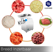 Elektrische Vleesmolen - Gehaktmolen - 250kg/Uur - RVS Maalmessen - 2 Maalschijven - Extra Onderdelen - 1100 Watt - Zilver