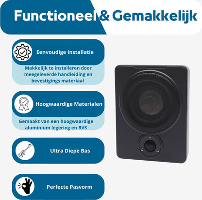 Subwoofer Auto - Versterker Auto - Subwoofer met Kabel - Onder stoel subwoofer - 600W - Zwart