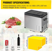 Auto Koelkast - 30L - Mini Koelkast Vriezer - Draagbare Compressor Koeler - 12/24V DC - 110-240V ijskast