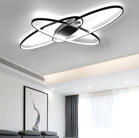 Design plafondlamp - Plafondlamp - Modern - LED - 3 kleuren dimbaar - Aluminium - Zwart