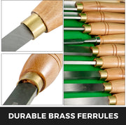 Houtdraaibankbeitel - 8-Delige Beitelsset - HSS Stalen Messen - Ergonomisch Ontwerp Biedt - voor Houtbewerking, Draaibanken - Snijwerkprojecten - 45x32x4.2cm