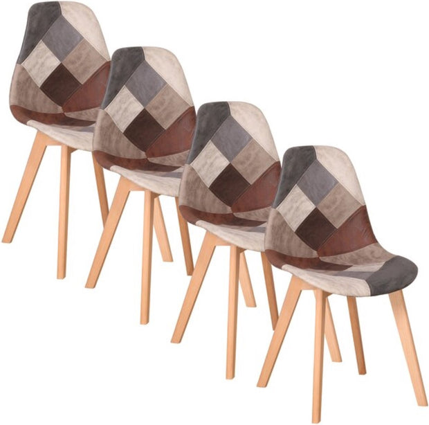 Stoelen - Eetkamerstoel - Eetkamerstoelen - 4 Stoelen - Houten Poten - Voor Keuken of Huiskamer - Moderne Look - Leuk Printje - Vrolijke Stoel - Bruin