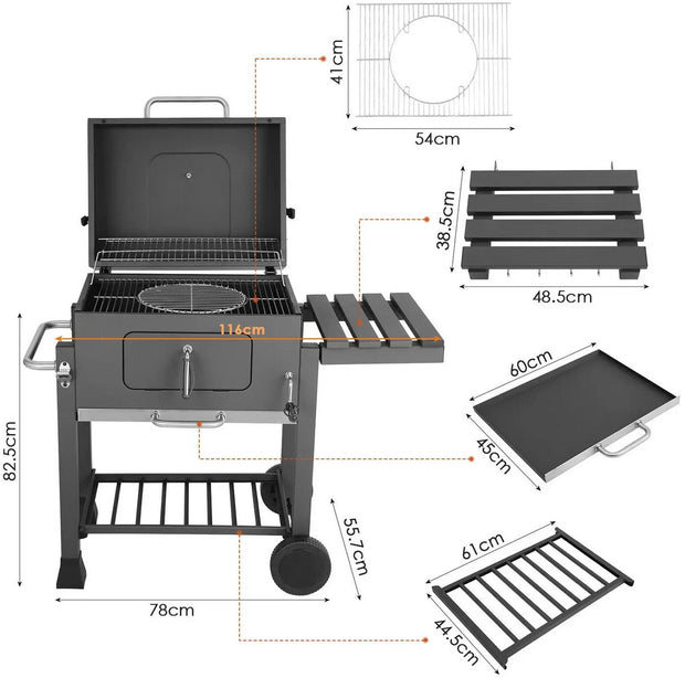 BBQ - houtskool grill wagen - barbecue - barbecues - barbeque - barbecue houtskool - tuin - zomer - gezin