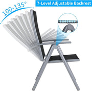 Tuinstoel Set van 2 – Zwarte Verstelbare Tuinstoelen – Stapelbare en Comfortabele Stoelen voor Tuin - Balkon of Terras