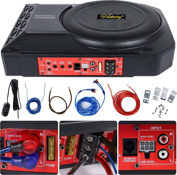 Auto Subwoofer Audio - 800W - Krachtige luidspreker - 90db - Onderstoel Woofer - Subwooferbehuizing met kabel - 40Hz-20KHz - Zwart
