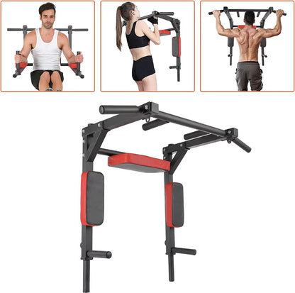 Pull up bar - Optrek stang - Fitness - Chin up - Crunches - Dip station - 3in1 - Wand gemonteerd - Max 300kg