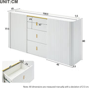 LED - Modern wit dressoir met LEDverlichting - 150x35x80 cm - 2 deuren, 3 lades en RGB-kleuren - Opbergkast voor woonkamer, eetkamer of hal - Wit