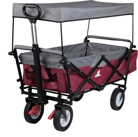 Bolderkar Opvouwbaar - met dakje - tuinkar - stevige banden - bolderwagen - Kinderwagen - handkar