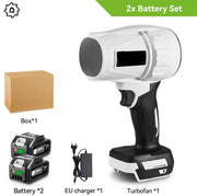 Elektrische Turbo Blower - Jet Fan - Inclusief 2 Accu's! - 200 M/S Luchtsnelheid - Handheld Luchtblazer - Krachtige Blaasfunctie - Compatibel Met Makita 18V - 2000W - Meerdere Opzetstukken Voor Diverse Toepassingen - Hoog Vermogen - Wit