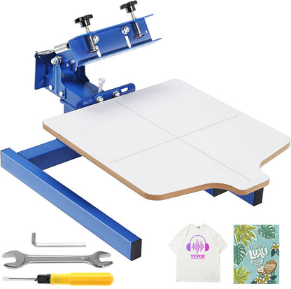 Handmatige Zeefdrukmachine - Koudgewalst Staal - Elektrostatisch Gespoten Oppervlak - Geschikt voor Kleding - Stoffen - Hout - Glas - 1 Kleur 1 Station - 21,2 x 17,7 Inch Pallet - Brede Toepassing, Duurzaam - Thuis en Bedrijf Gebruik