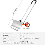 Sneeuwschep - 30-Inch Duwschild - 15° Hellend Ontwerp - Aluminium U-Vormige Handgreep - Efficiënt en Krachtig - Geschikt voor Thuis en Commercieel Gebruik - 120 x 74.5 x 25 cm