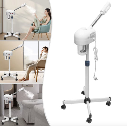 Gezichtsstomer - Stoom apparaat - Spray - Gezicht sauna - Huid bevochtiger - Schoonheidssalon - 750W - Op wielen - Wit