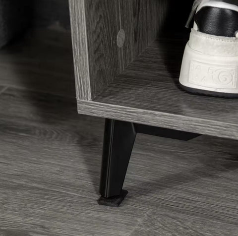 Kapstok - Garderobe rek - Kledingrek - 3 haken - Schoenen opslag - Plank - 2 deurtjes - Hout - Grijs - 60x34x170cm