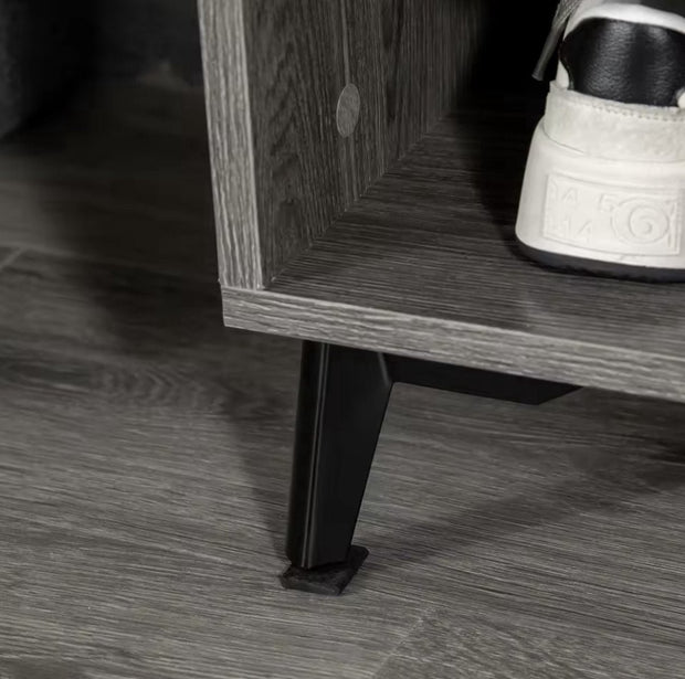 Kapstok - Garderobe rek - Kledingrek - 3 haken - Schoenen opslag - Plank - 2 deurtjes - Hout - Grijs - 60x34x170cm