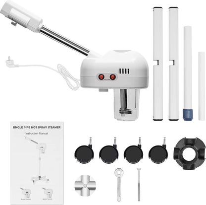 Gezichtsstomer - Stoom apparaat - Spray - Gezicht sauna - Huid bevochtiger - Schoonheidssalon - 750W - Op wielen - Wit