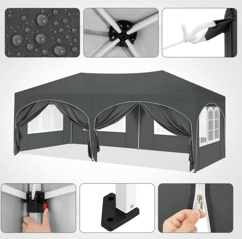 Vélite partytent 3x6 - partytenten - met zijwanden - staal - grijs