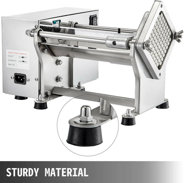 Elektrische Groentesnijder - Frietsnijder - Keukenmandoline - Groentesnijder - met 4 Verschillende Messen - Uiensnijder - Frietsnijder - Multifunctionele Groentesnijder - met Anti-slip - Roestvrij Staal