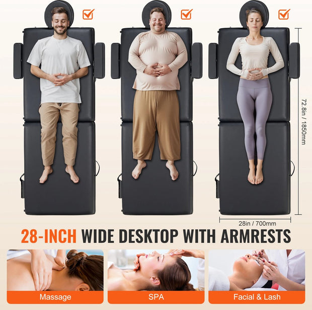 Massagetafel - Verstelbare Hoogte - Inklapbare Massagetafel - Massage Tafel - Behandeltafel - Massagetafels