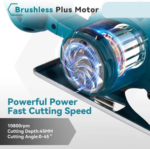 Cirkelzaag - Mini Cirkelzaag - Ronde Zaag - Elektrische Cirkelzaag - Draadloos - 11000Rmp - 2x Accu - Met Accessoires - 125mm - 45mm