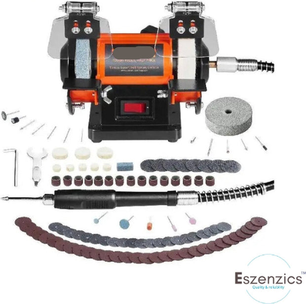 Dubbele Slijpmachine - 3-in-1 Multifunctioneel - Krachtige 50W <Otor - Borstelloos - 3 Polijst Schijven - Sieraden - 100+Accessoires - Polijsten - Slijpen