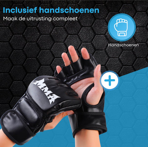 Boksmachine met muziek & Bluetooth Inclusief kinderhandschoenen - Bokszak - Boksmachine - Wandmontage - Zwart