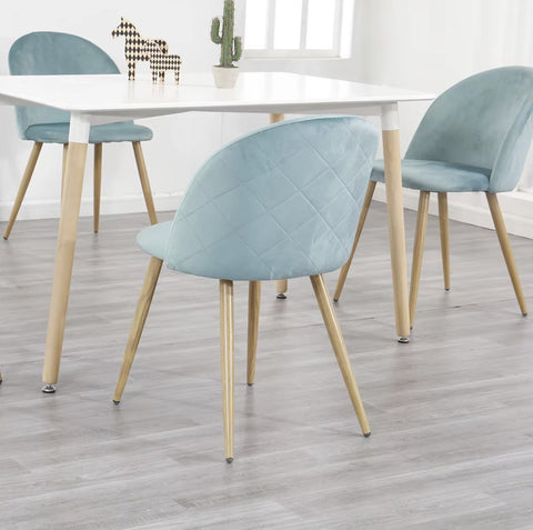 Eetkamerstoel - Set van 4 - Fluweel eetkamerstoel - Stoel - Eettafel stoel - 4 stuks - Houten poot - Groen