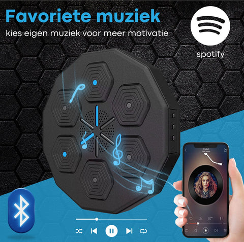 Boksmachine met muziek & Bluetooth Inclusief kinderhandschoenen - Bokszak - Boksmachine - Wandmontage - Zwart